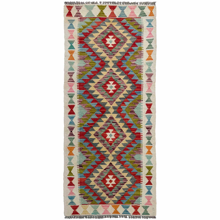 Afghan Vegetable Kilim Runner 2' 6" x 6' 5" Flat-Weave