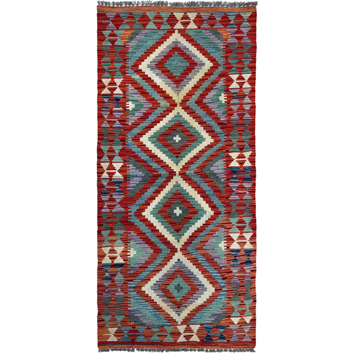 Afghan Vegetable Kilim Rug 2' 7" x 6' 4" Flat-Weave | No. AL44200