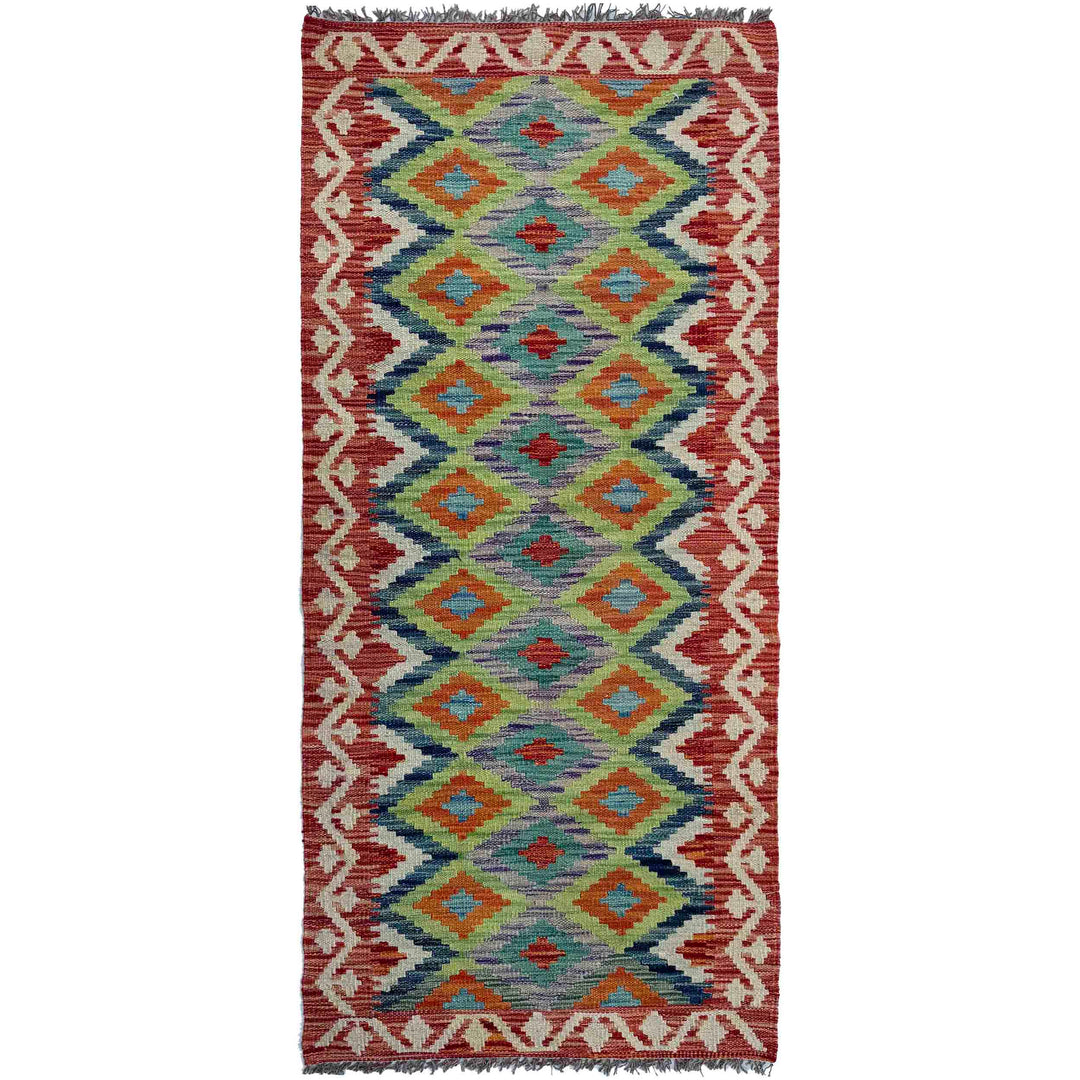 Afghan Vegetable Kilim Rug 2' 5" x 6' 2" Flat-Weave