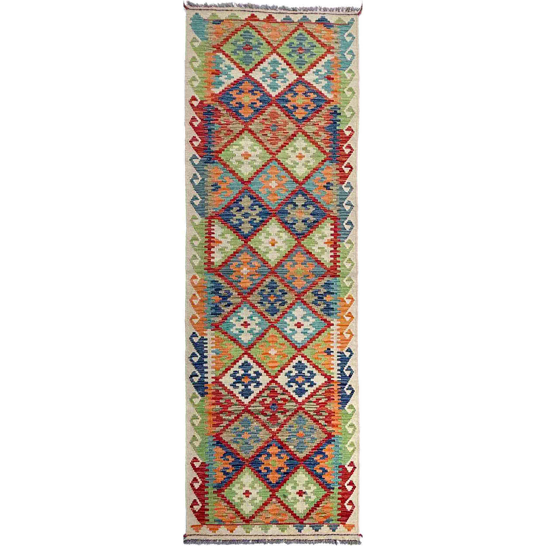 Afghan Vegetable Kilim Rug 2' 9" x 9' 7" Flat-Weave