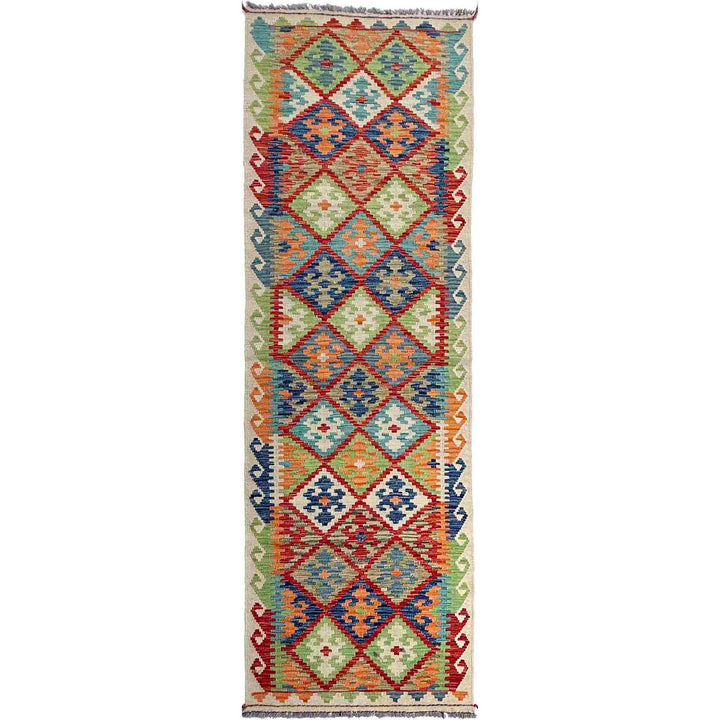Afghan Vegetable Kilim Rug 2' 9" x 9' 7" Flat-Weave