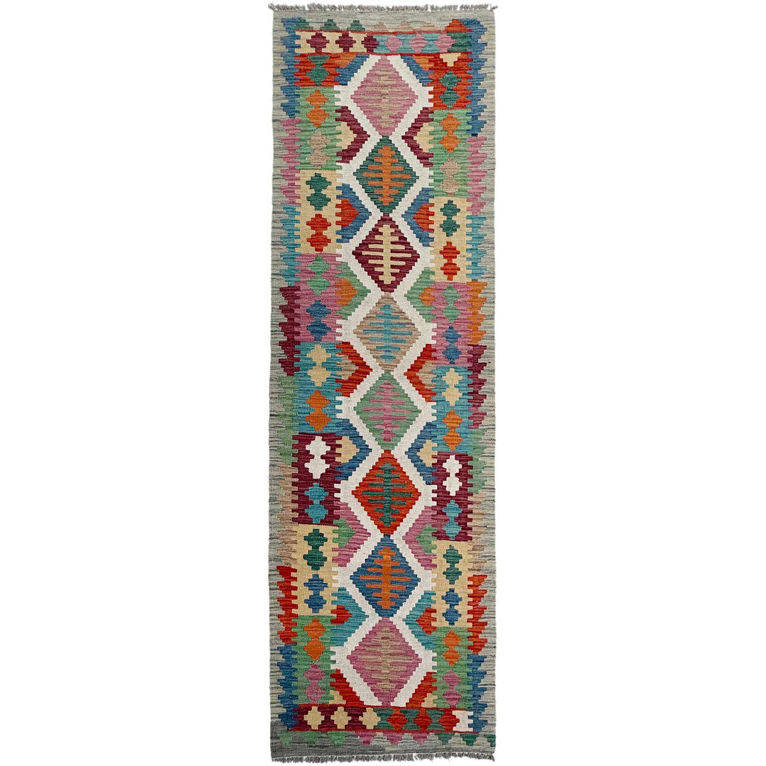 Afghan Vegetable Kilim Rug 2' 6" x 9' 10" Flat-Weave