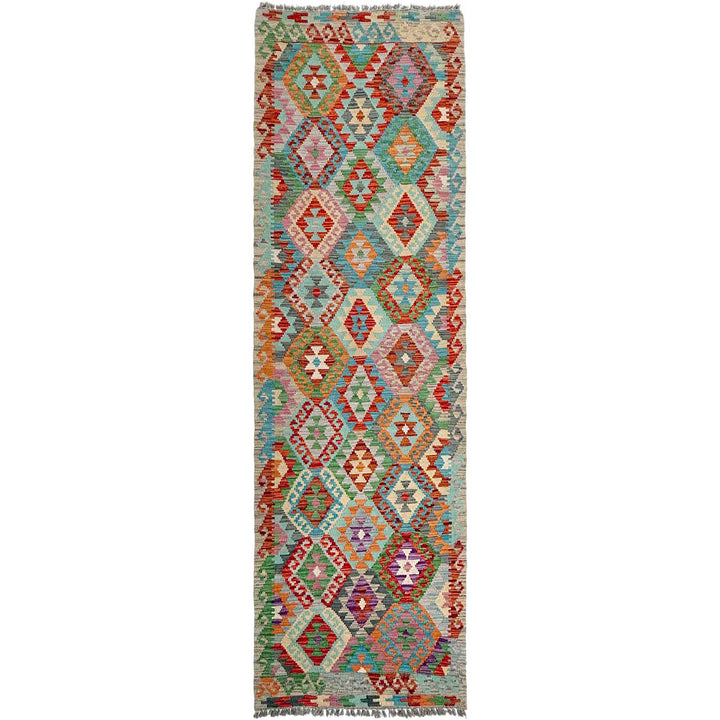 Afghan Vegetable Kilim Rug 2' 9" x 9' 11" Flat-Weave