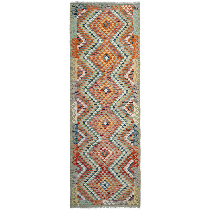 Afghan Vegetable Kilim Rug 2' 10" x 9' 5" Flat-Weave