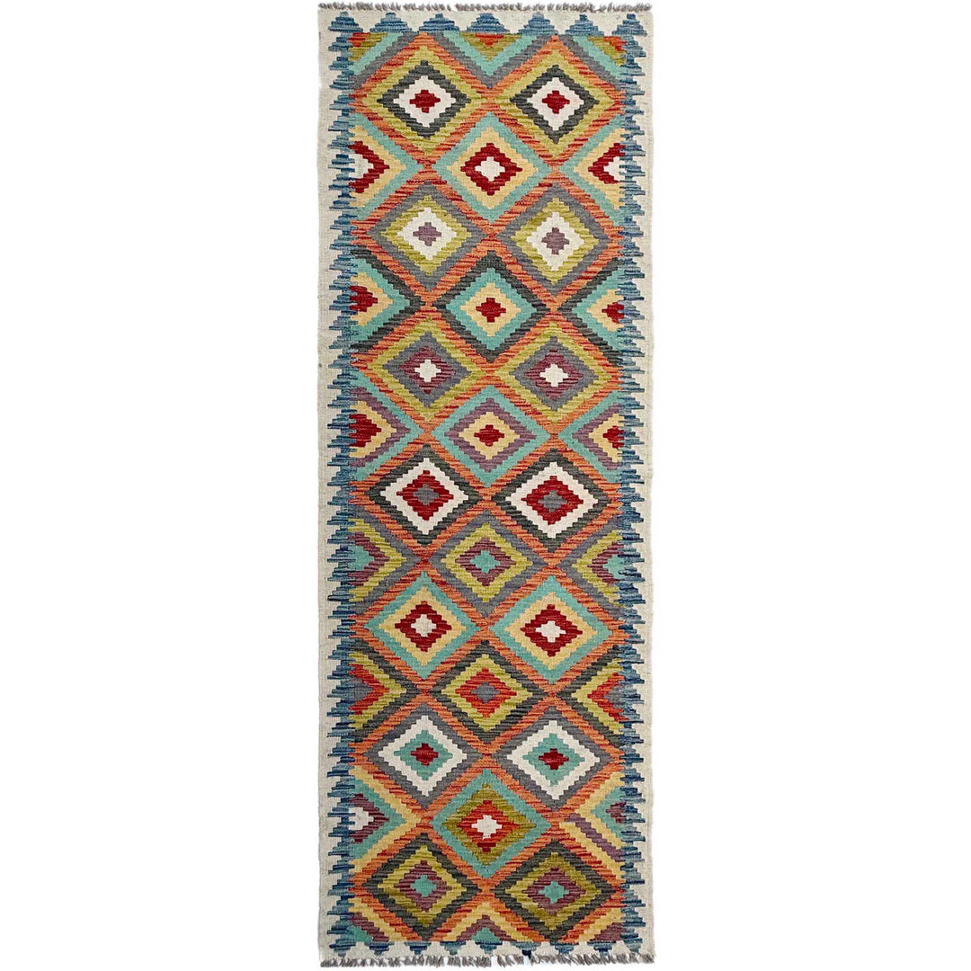 Afghan Vegetable Kilim Rug 2' 9" x 9' 6" Flat-Weave