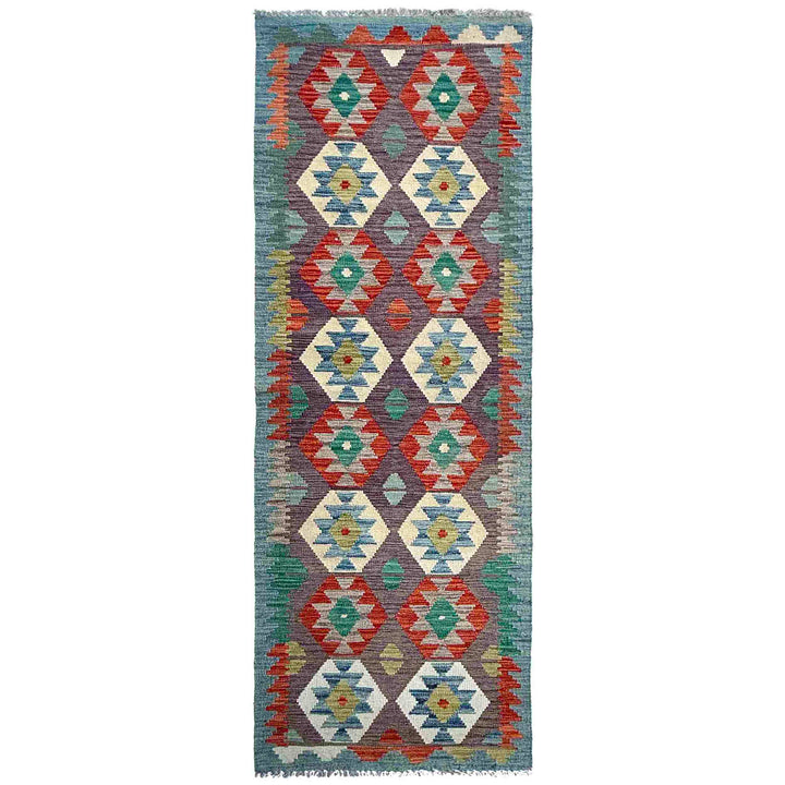 Afghan Vegetable Kilim Rug 2' 7" x 9' 4" Flat-Weave