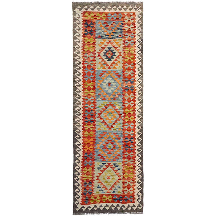 Afghan Vegetable Kilim Rug 2' 10" x 9' 6" Flat-Weave