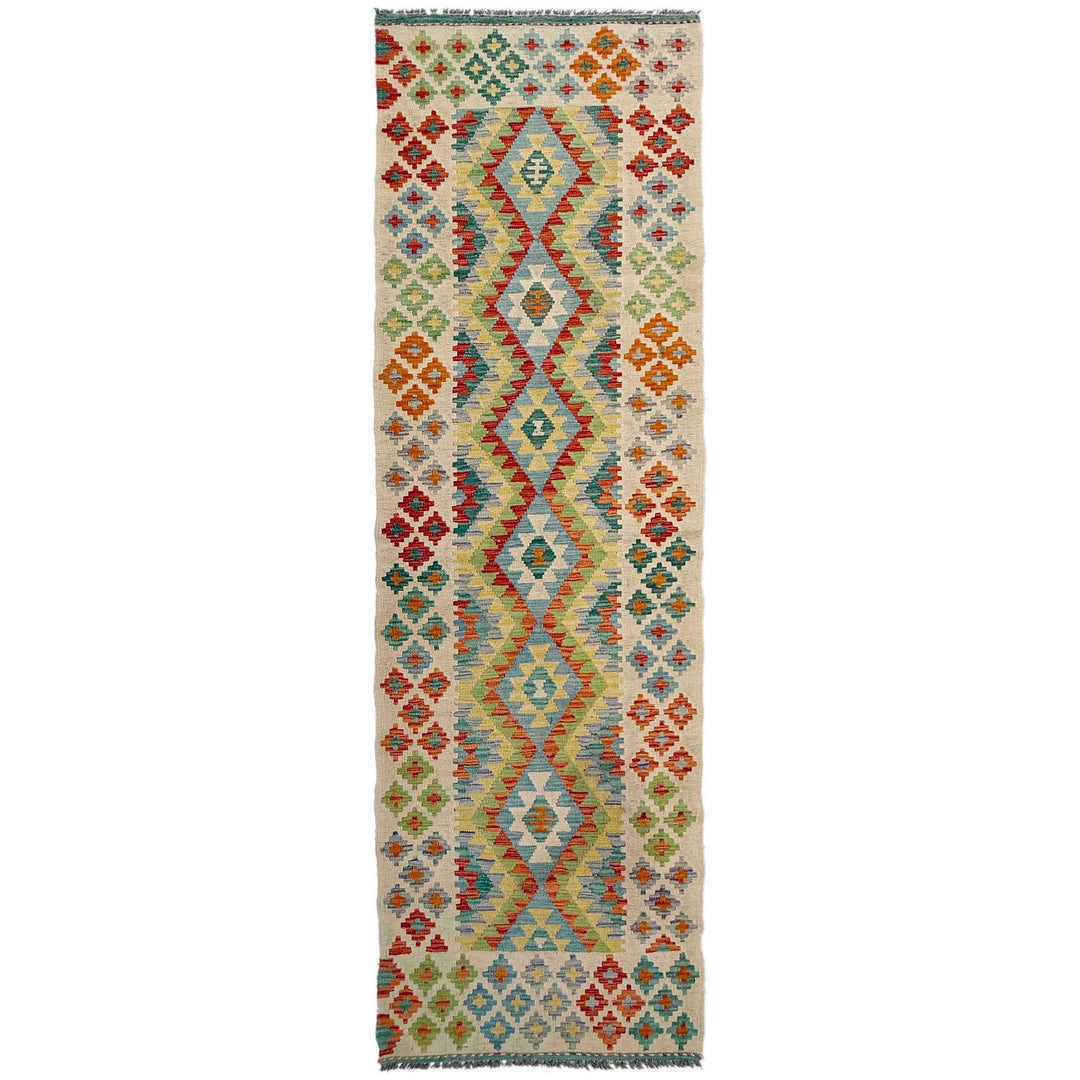 Afghan Vegetable Kilim Rug 2' 7" x 10' 1" Flat-Weave