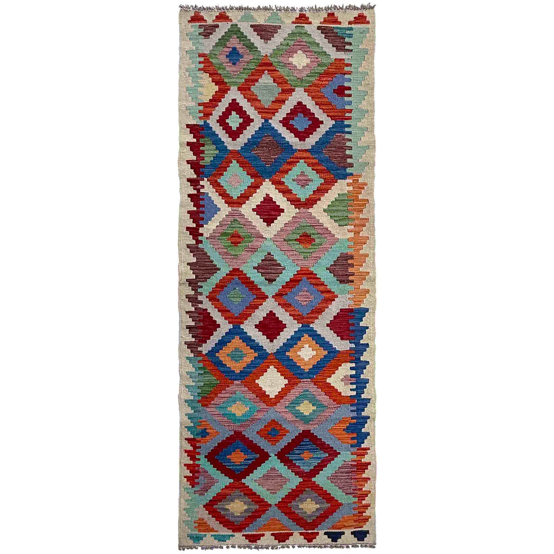 Afghan Vegetable Kilim Rug 2' 4" x 7' 11" Flat-Weave