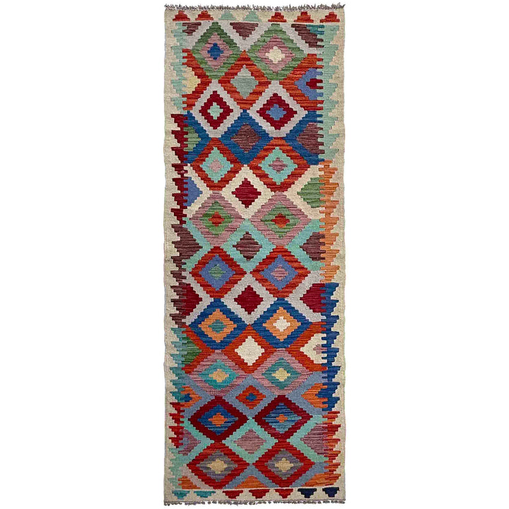 Afghan Vegetable Kilim Rug 2' 4" x 7' 11" Flat-Weave
