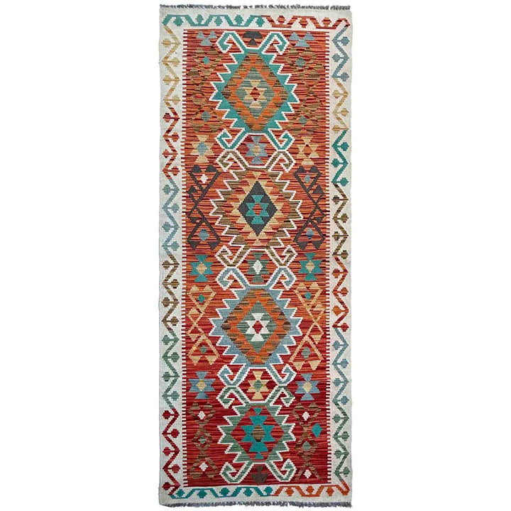 Afghan Vegetable Kilim Rug 2' 9" x 9' 9" Flat-Weave