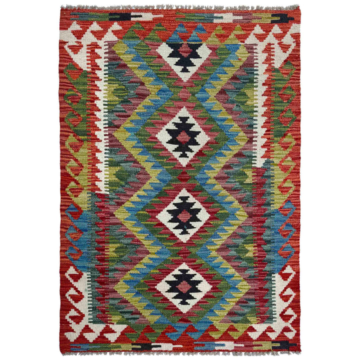 Afghan Vegetable Kilim Rug 2' 9" x 4' 2" Flat-Weave