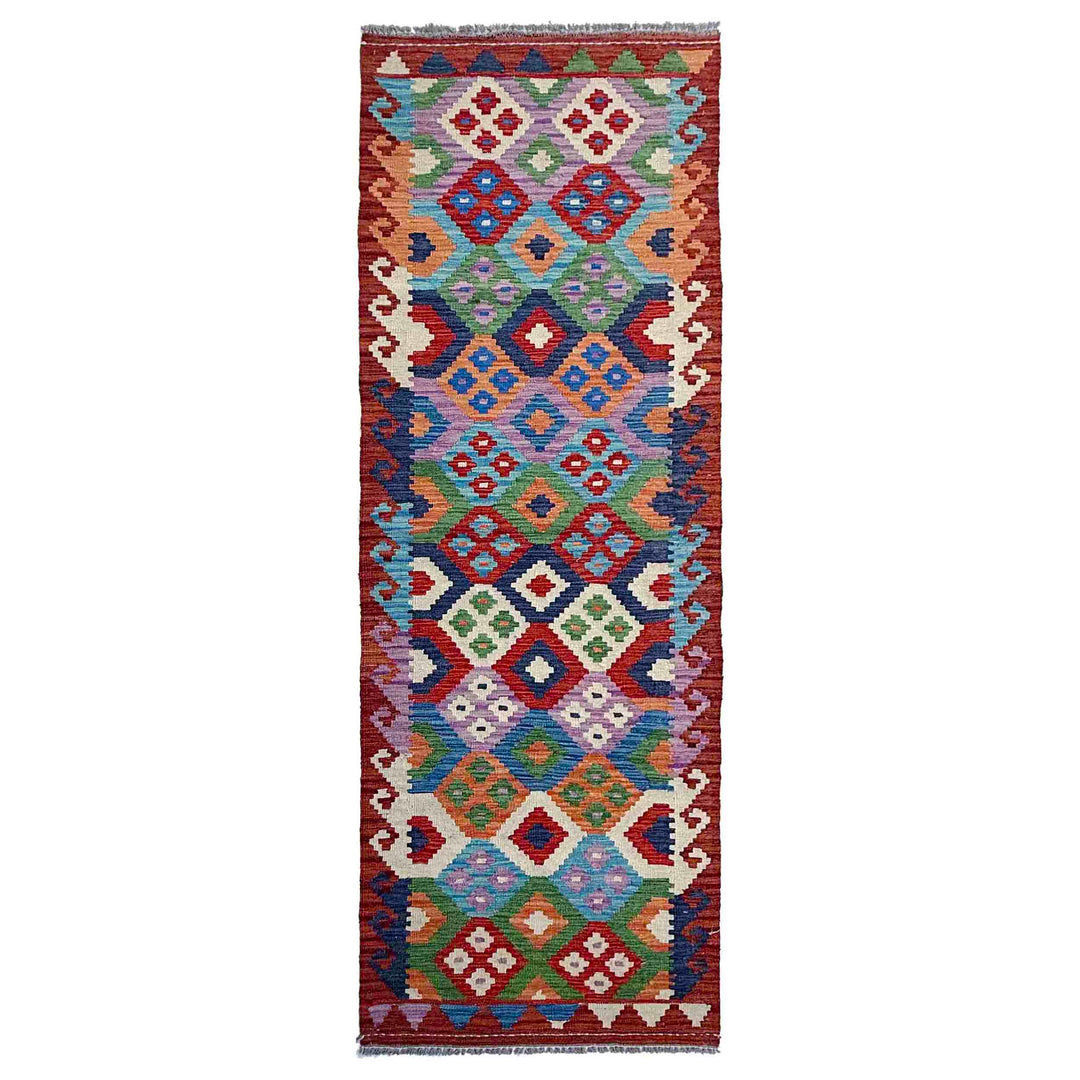 Afghan Vegetable Kilim Rug 2' 7" x 9' 6" Flat-Weave