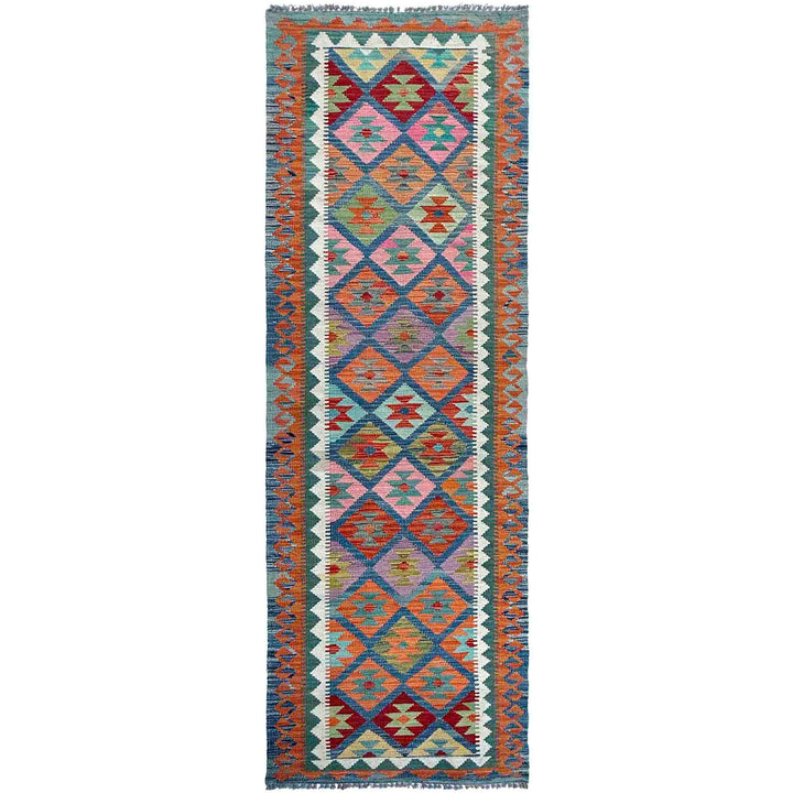 Afghan Vegetable Kilim Rug 2' 9" x 9' 11" Flat-Weave | No. AL91535
