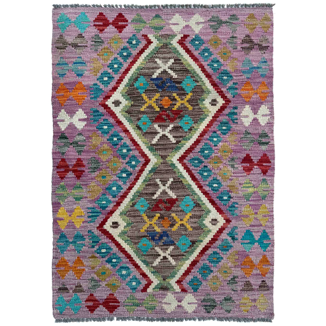 Afghan Vegetable Kilim Rug 2' 7" x 4' 0" Flat-Weave