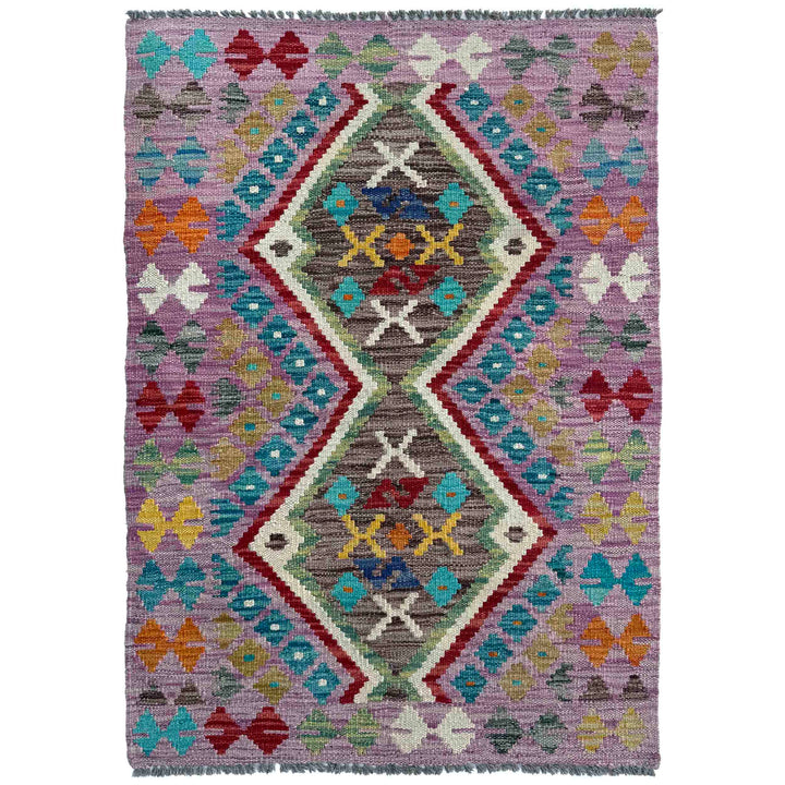 Afghan Vegetable Kilim Rug 2' 7" x 4' 0" Flat-Weave