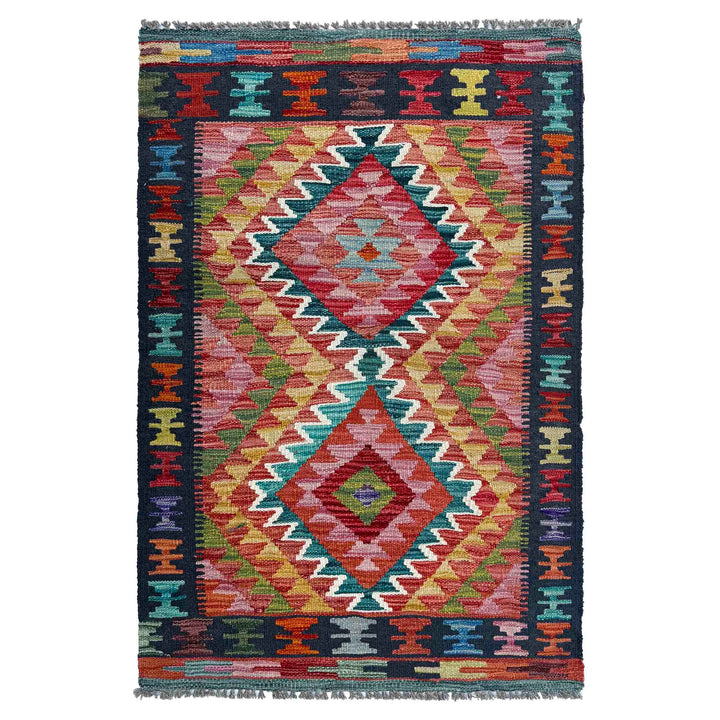 Afghan Vegetable Kilim Rug 2' 5" x 4' 0" Flat-Weave