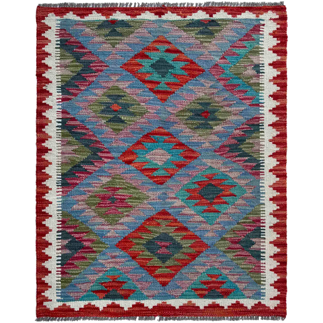 Afghan Vegetable Kilim Rug 2' 11" x 3' 10" Flat-Weave