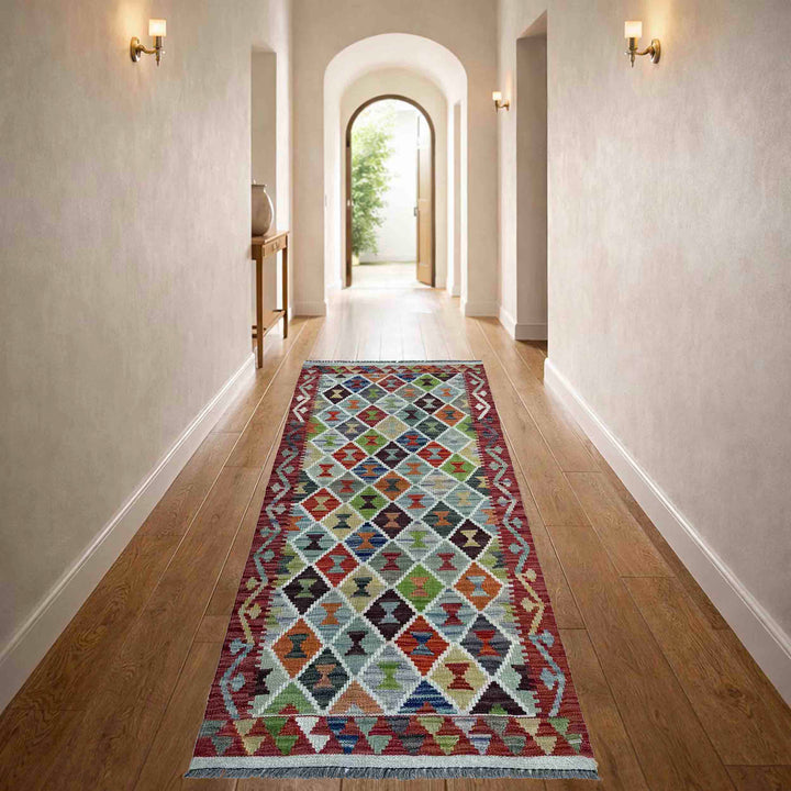 Afghan Vegetable Kilim Rug 2' 9" x 6' 3" Flat-Weave reverse