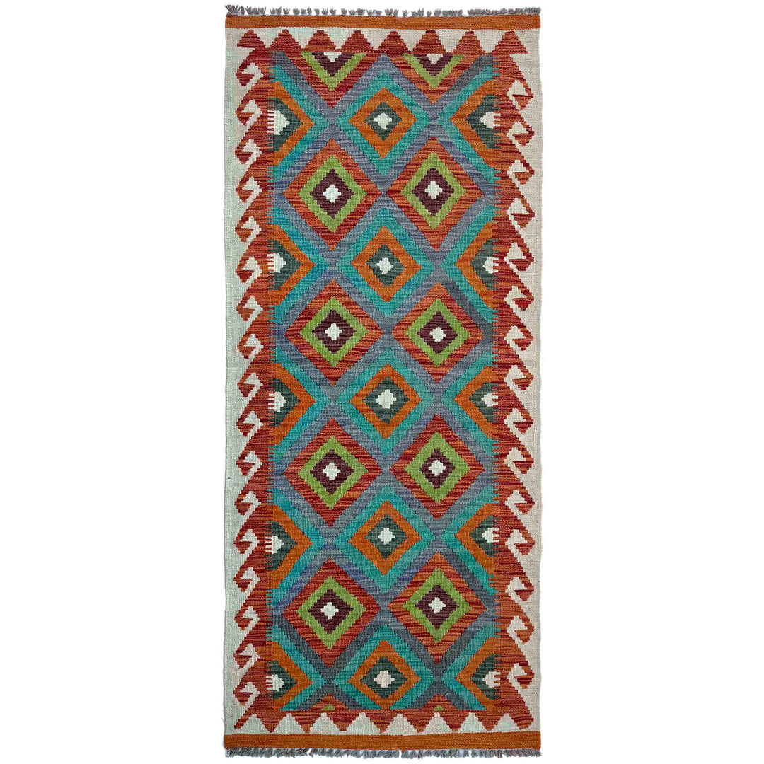 Afghan Vegetable Kilim Rug 2' 7" x 6' 7" Flat-Weave