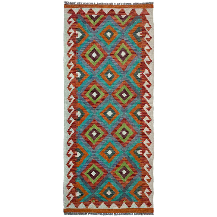Afghan Vegetable Kilim Rug 2' 7" x 6' 7" Flat-Weave