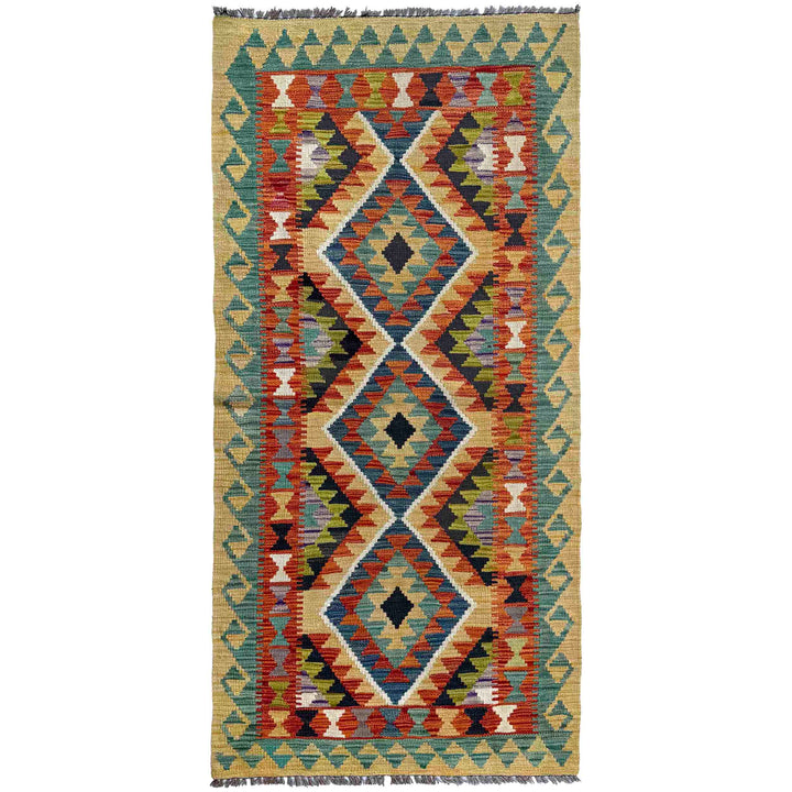 Afghan Vegetable Kilim Rug 2' 7" x 6' 1" Flat-Weave | No. AL23739