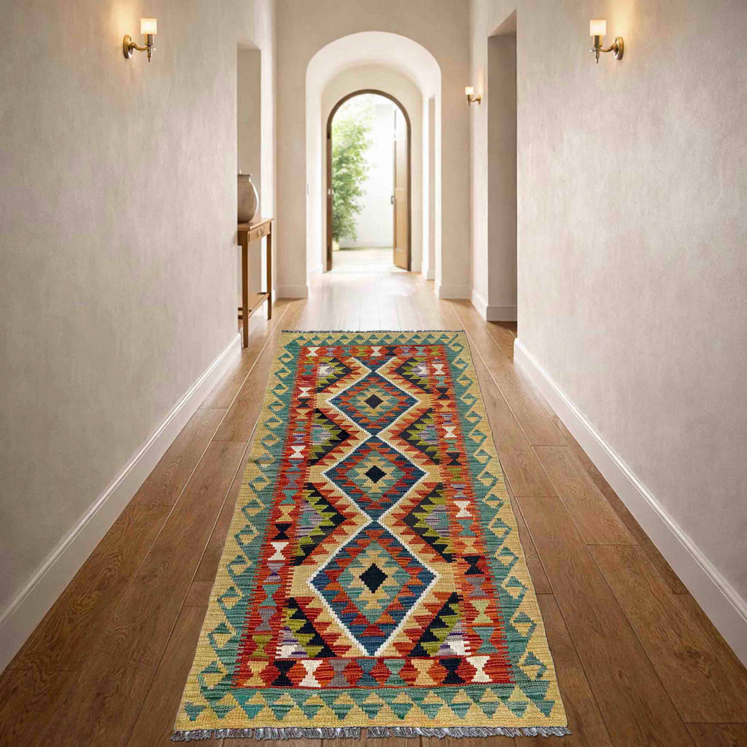 Afghan Vegetable Kilim Rug 2' 7" x 6' 1" Flat-Weave | No. AL23739