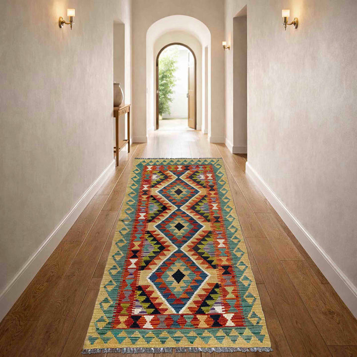 Afghan Vegetable Kilim Rug 2' 7" x 6' 1" Flat-Weave | No. AL23739