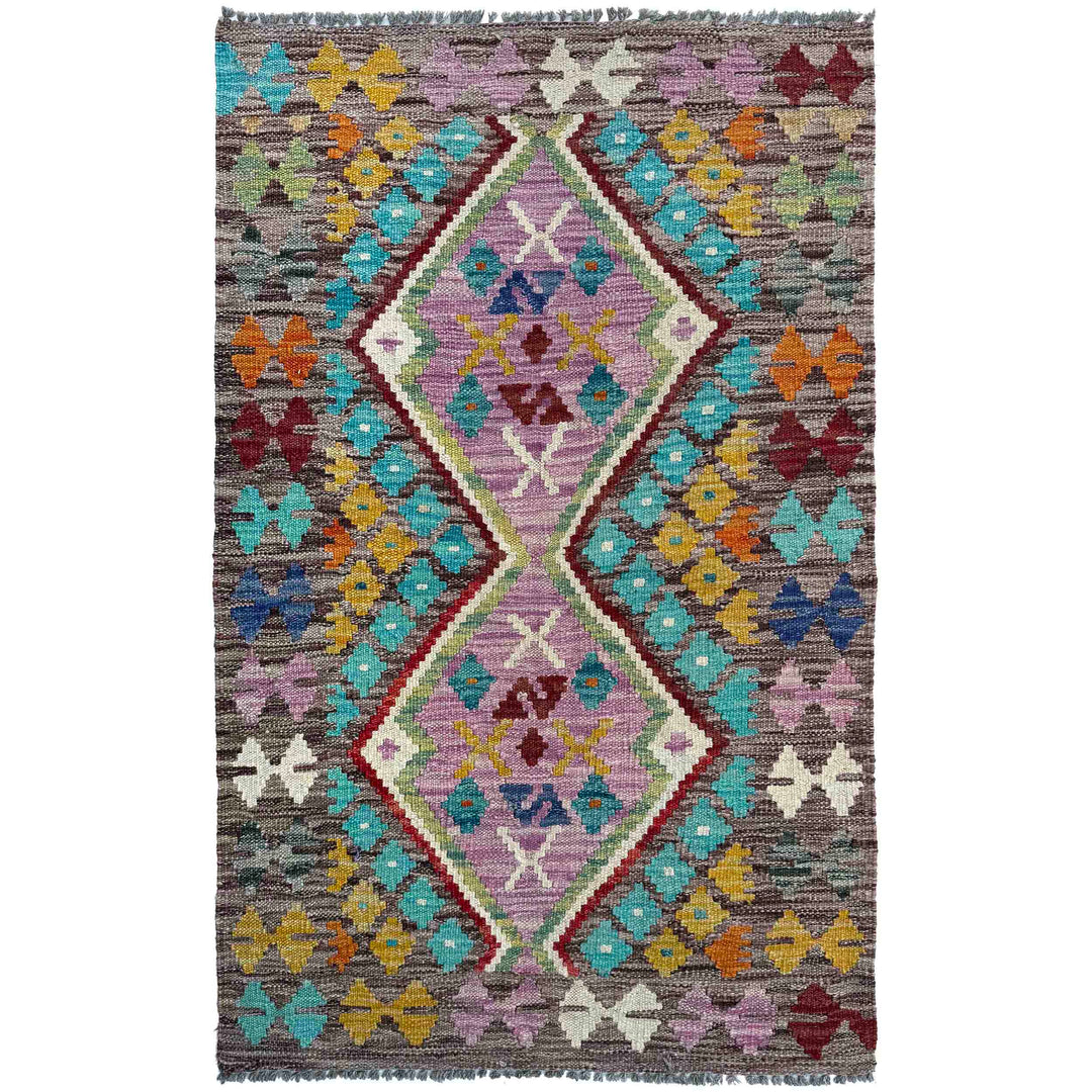 Afghan Vegetable Kilim Rug 2' 6" x 4' 1" Flat-Weave