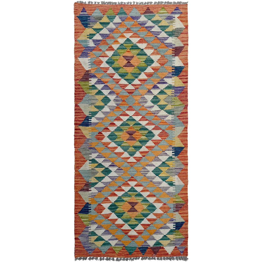 Afghan Vegetable Kilim Rug 2' 6" x 6' 2" Flat-Weave
