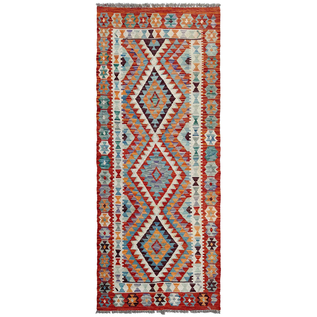 Afghan Vegetable Kilim Rug 2' 6" x 6' 7" Flat-Weave