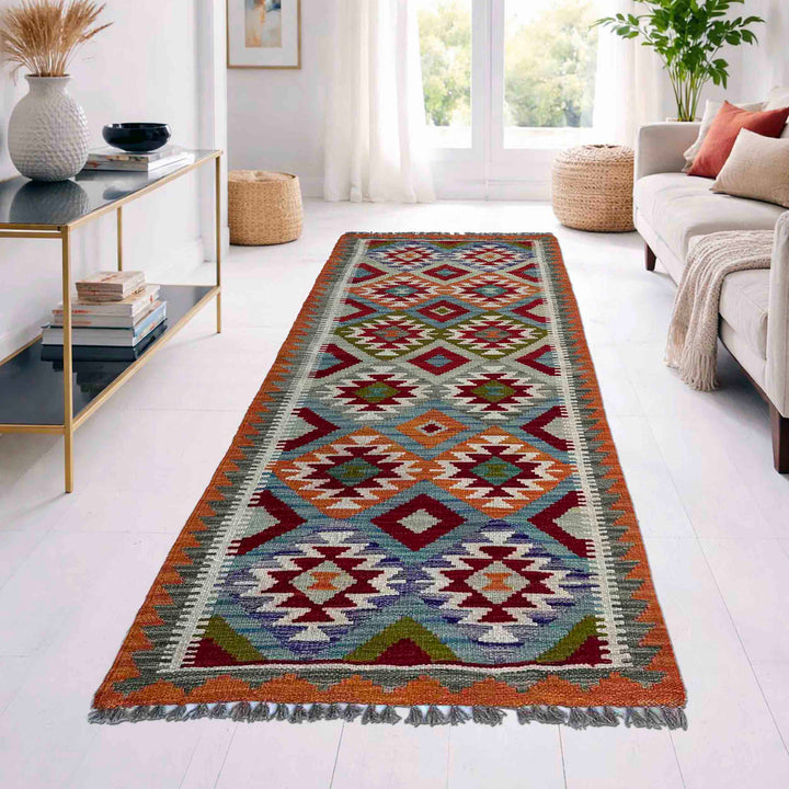 Afghan Vegetable Kilim Rug 2' 6" x 6' 6" Flat-Weave reverse