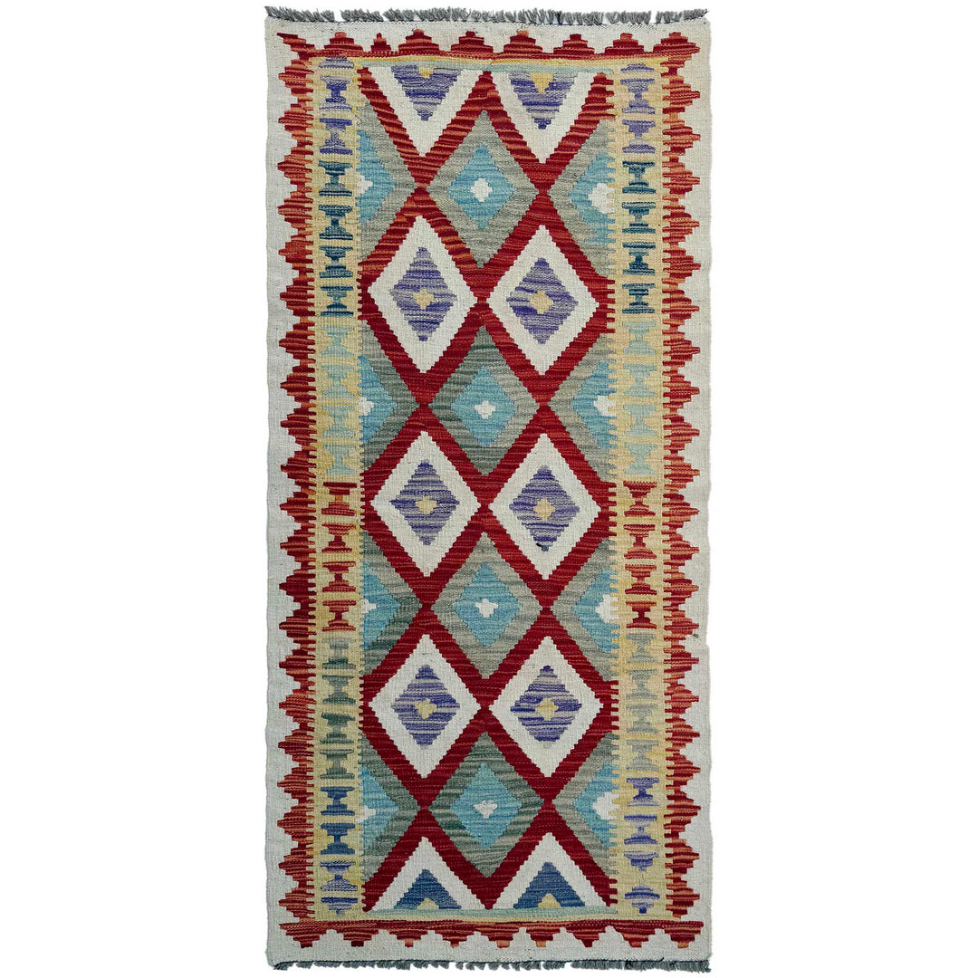 Afghan Vegetable Kilim Rug 2' 6" x 6' 4" Flat-Weave