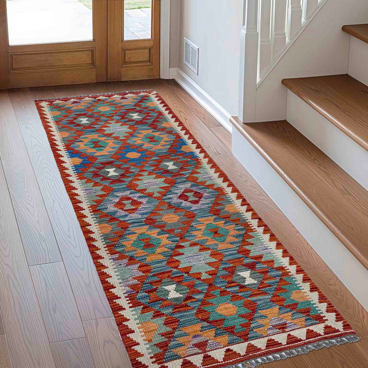 Afghan Vegetable Kilim Rug 2' 5" x 6' 5" Flat-Weave | No. AL95601