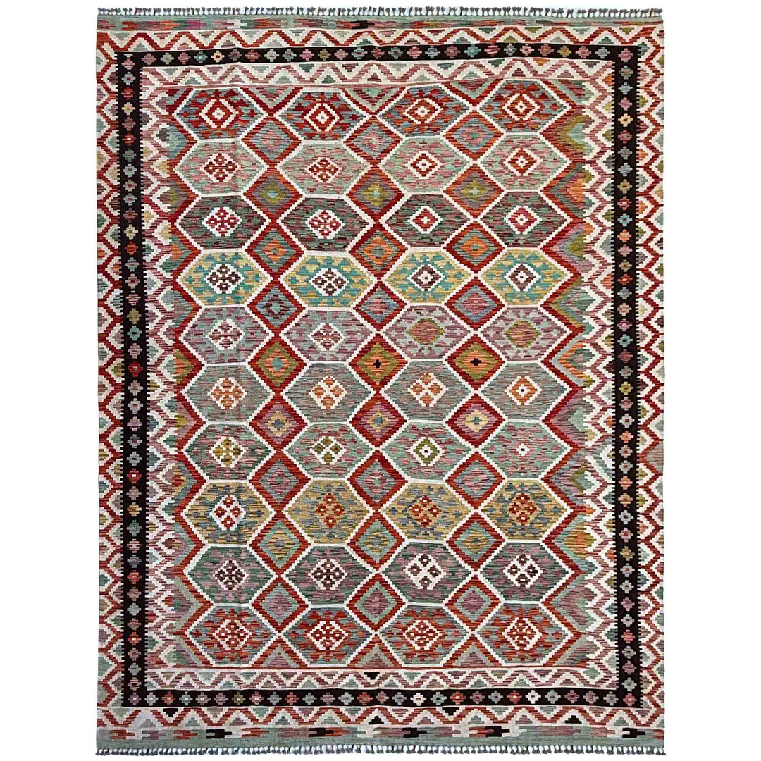 Afghan Vegetable Kilim Rug 8' 5" x 11' 5" Flat-Weave