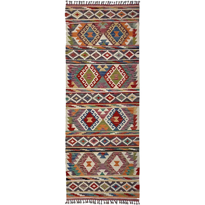 Afghan Vegetable Kilim Rug 2' 9" x 8' 1" Flat-Weave | No. AL37617
