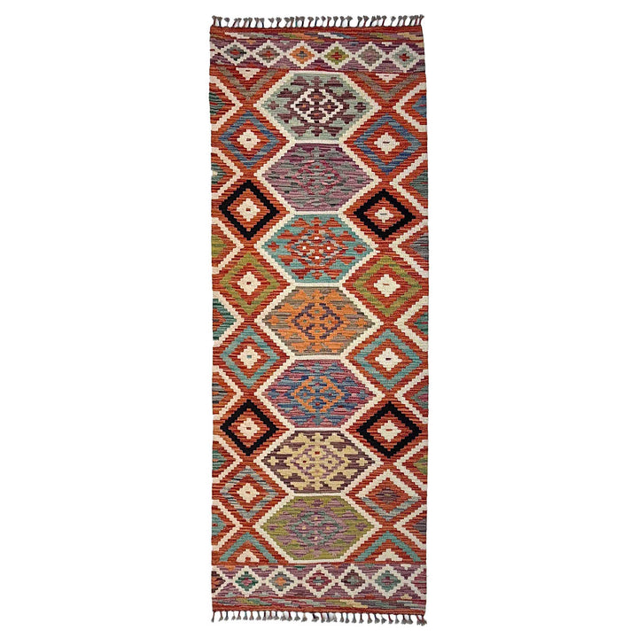 Afghan Vegetable Kilim Rug 2' 10" x 8' 1" Flat-Weave