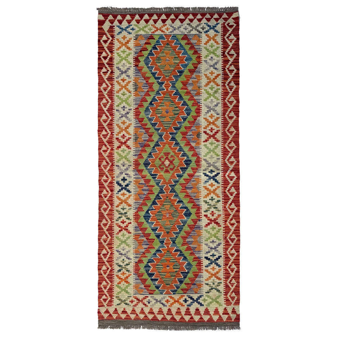 Afghan Vegetable Kilim Rug 3' 0" x 6' 10" Flat-Weave