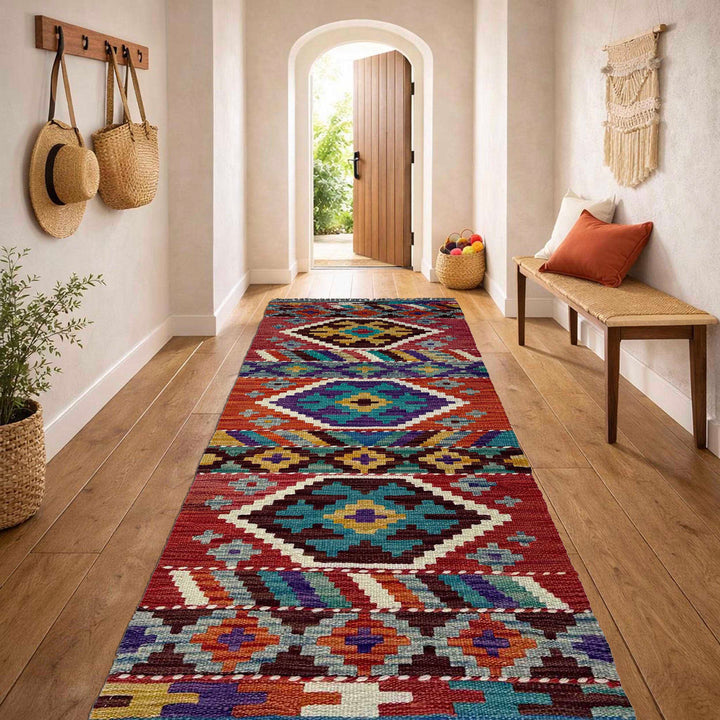 Afghan Vegetable Kilim Rug 1' 8" x 5' 1" Flat-Weave reverse
