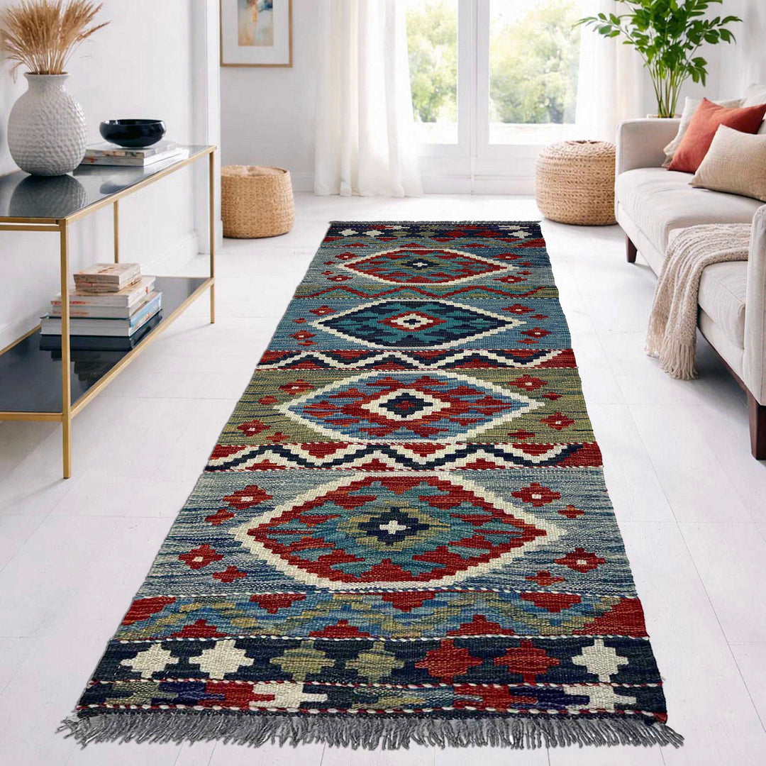 Afghan Vegetable Kilim Rug 1' 8" x 5' 3" Flat-Weave | No. AL62146