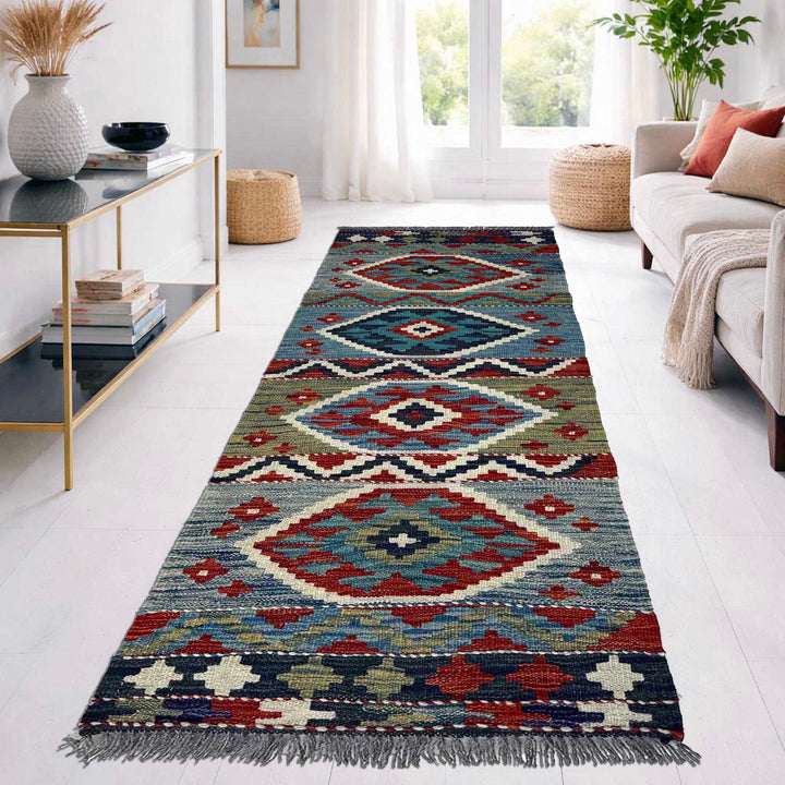 Afghan Vegetable Kilim Rug 1' 8" x 5' 3" Flat-Weave | No. AL62146