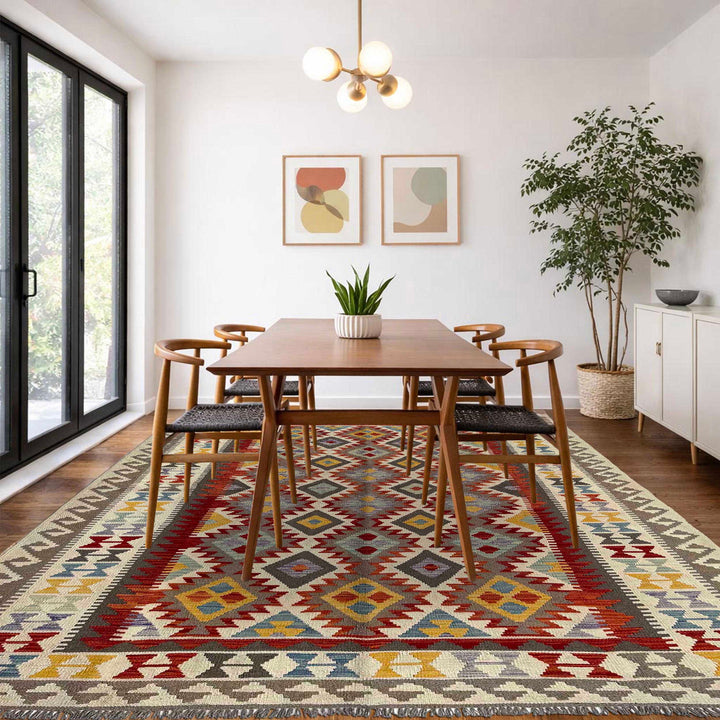 Handmade Turkish Design Wool Kilim 6' 8" x 10' 1" - No. AL95711