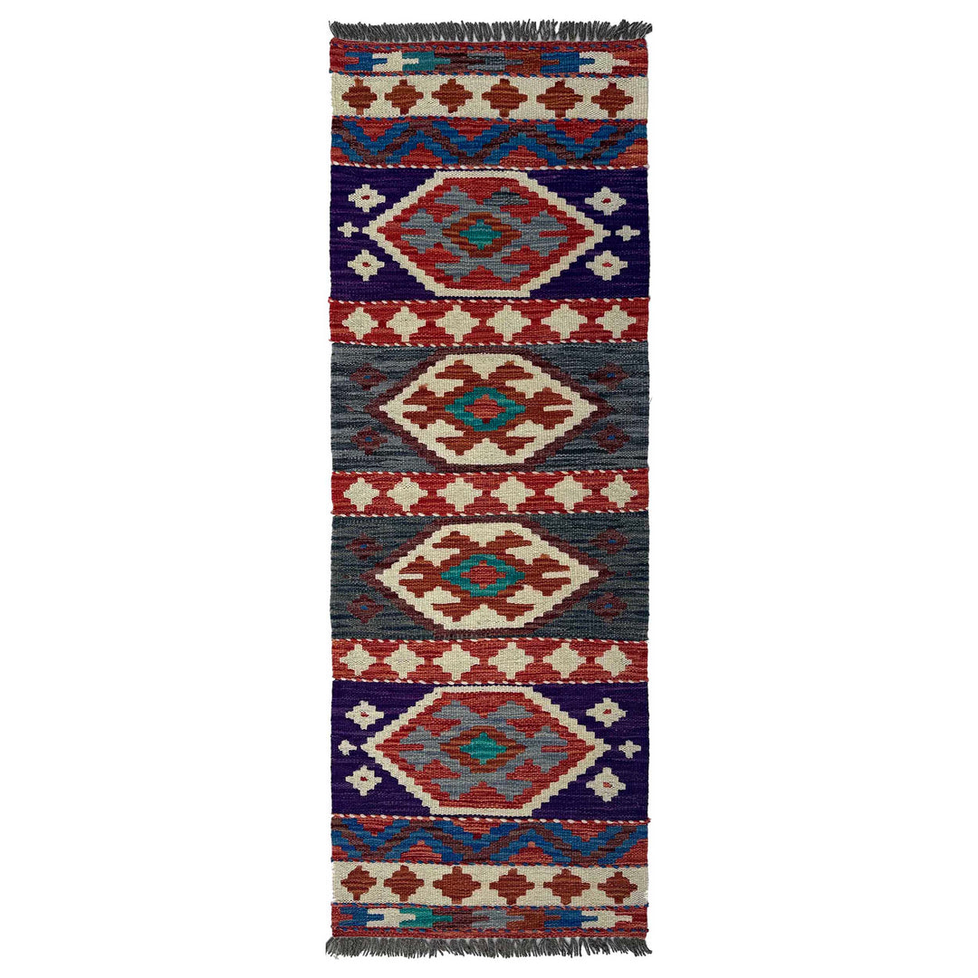 Afghan Vegetable Kilim Runner 1' 7" x 4' 11" Flat-Weave
