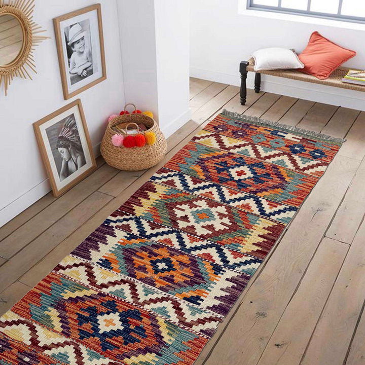 Afghan Vegetable Kilim Rug 1' 8" x 4' 9" Flat-Weave | No. AL618926
