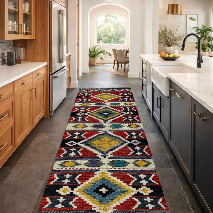 Afghan Vegetable Kilim Rug 1' 8" x 5' 3" Flat-Weave reverse