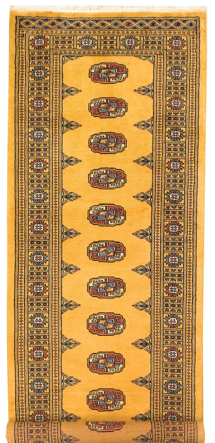 Gold Pakistani Bokhara Rug 2' 8" x 7' 11" Hand-Knotted | No. QA10028