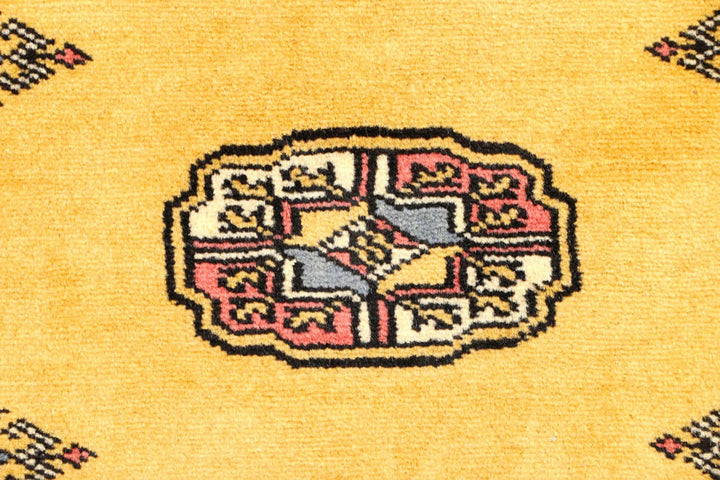 Gold Pakistani Bokhara Rug 2' 8" x 7' 11" Hand-Knotted | No. QA10028