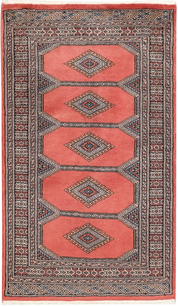 Red Pakistani Jaldar Rug 2' 6" x 4' 4" Hand-Knotted | No. QA10049