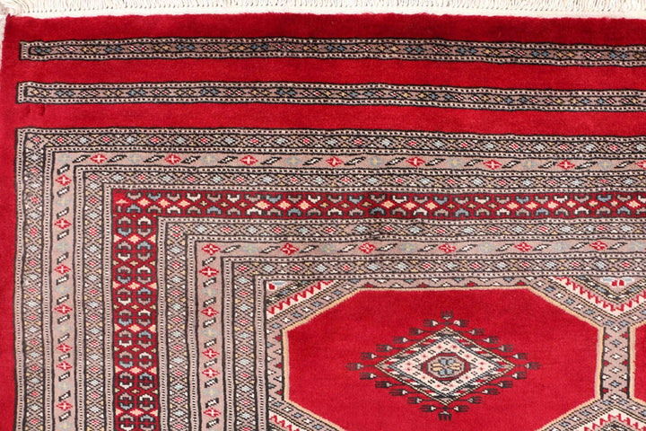 Dark Red Pakistani Jaldar Rug 5' 6" x 8' 4" Hand-Knotted | No. QA10069