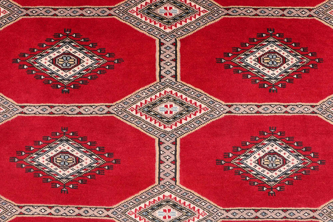 Dark Red Pakistani Jaldar Rug 5' 6" x 8' 4" Hand-Knotted | No. QA10069